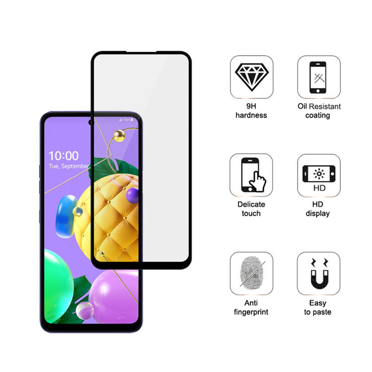 Alink 2.5D silk print full glue tempered glass screen protector for LG K52