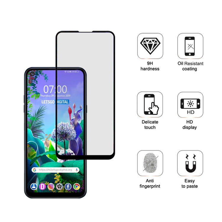 Alink 2.5D silk print full glue tempered glass screen protector for LG Q70