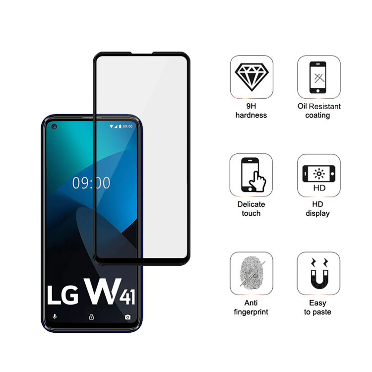 Alink 2.5D silk print full glue tempered glass screen protector for LG W41