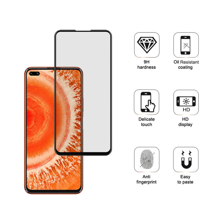 Alink 2.5D silk print full glue tempered glass screen protector for Honor V30 Pro