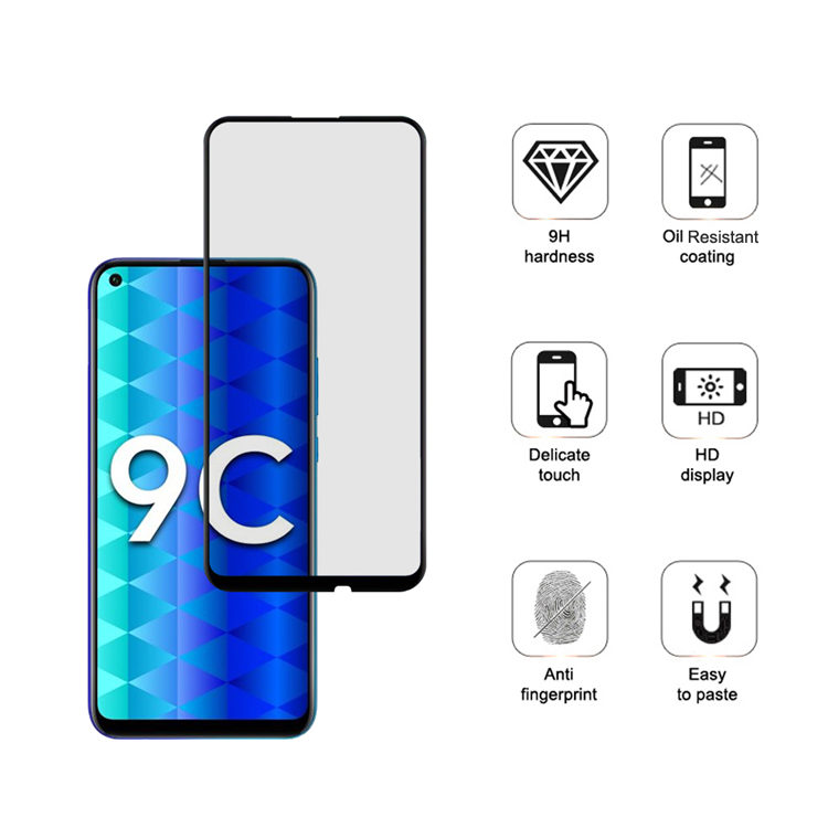 Alink 2.5D silk print full glue tempered glass screen protector for Honor 9c