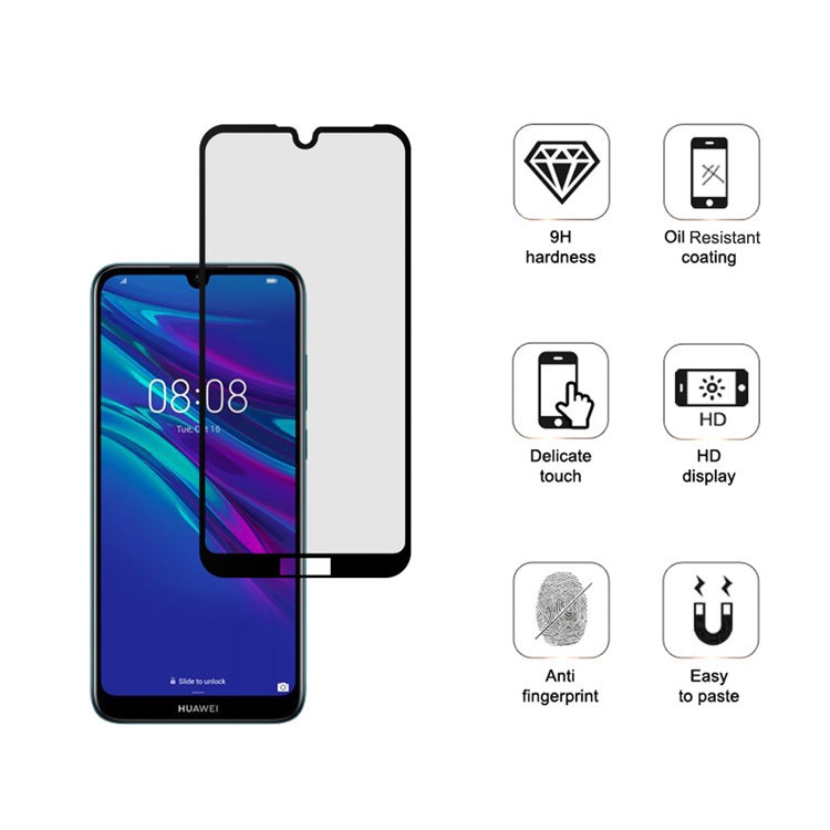 Alink 3D hot bending full glue tempered glass screen protector for Huawei Y6 2019