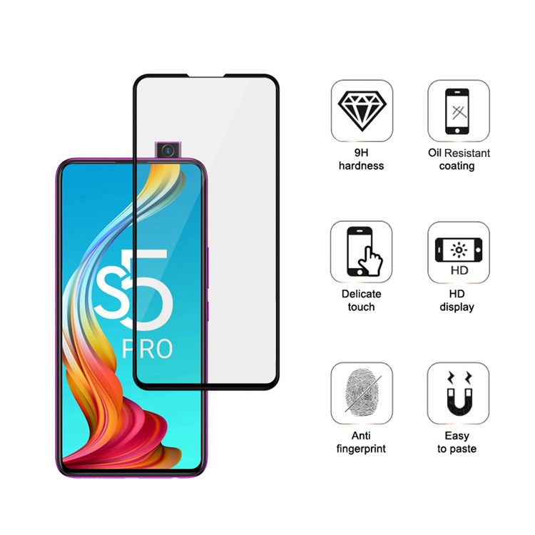 Alink 2.5D silk print full glue tempered glass screen protector for Infinix S5 Pro
