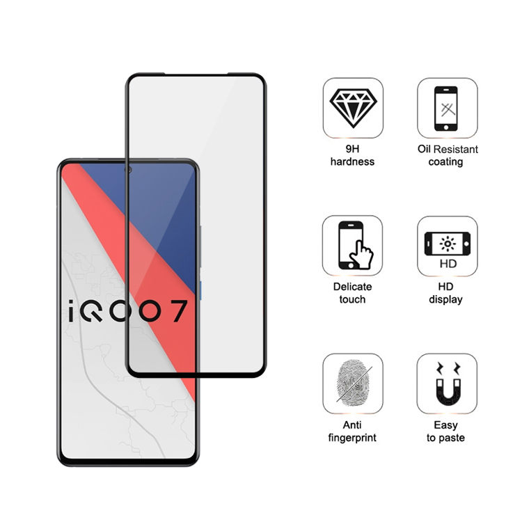 Alink 2.5D silk print full glue tempered glass screen protector for iQOO 7