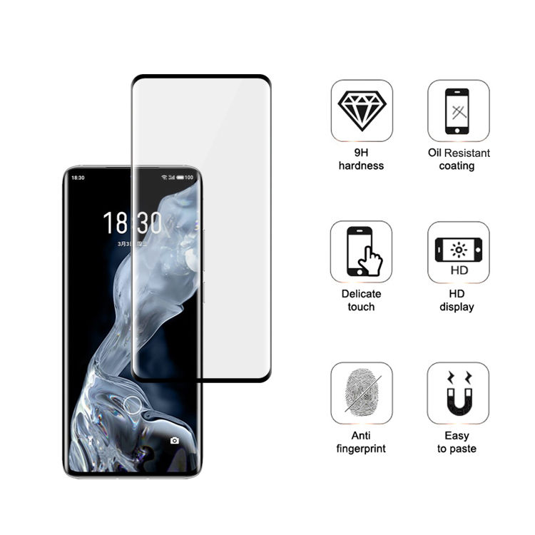Alink 3D hot bending edge glue tempered glass screen protector for Meizu 18