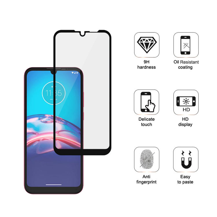 Alink 2.5D silk print full glue tempered glass screen protector for Moto E6i