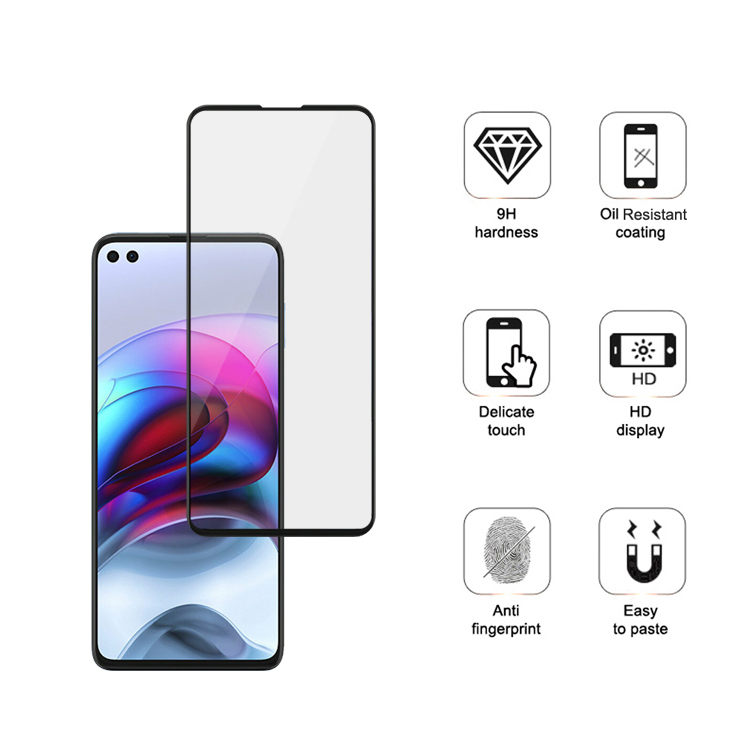 Alink 2.5D silk print full glue tempered glass screen protector for Moto Edge S