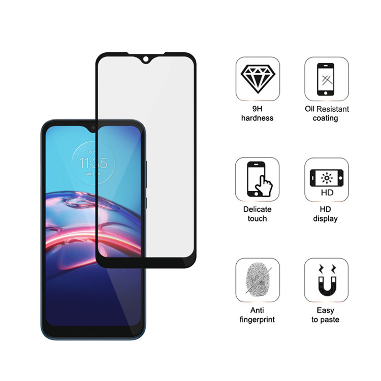Alink 2.5D silk print full glue tempered glass screen protector for Moto E7