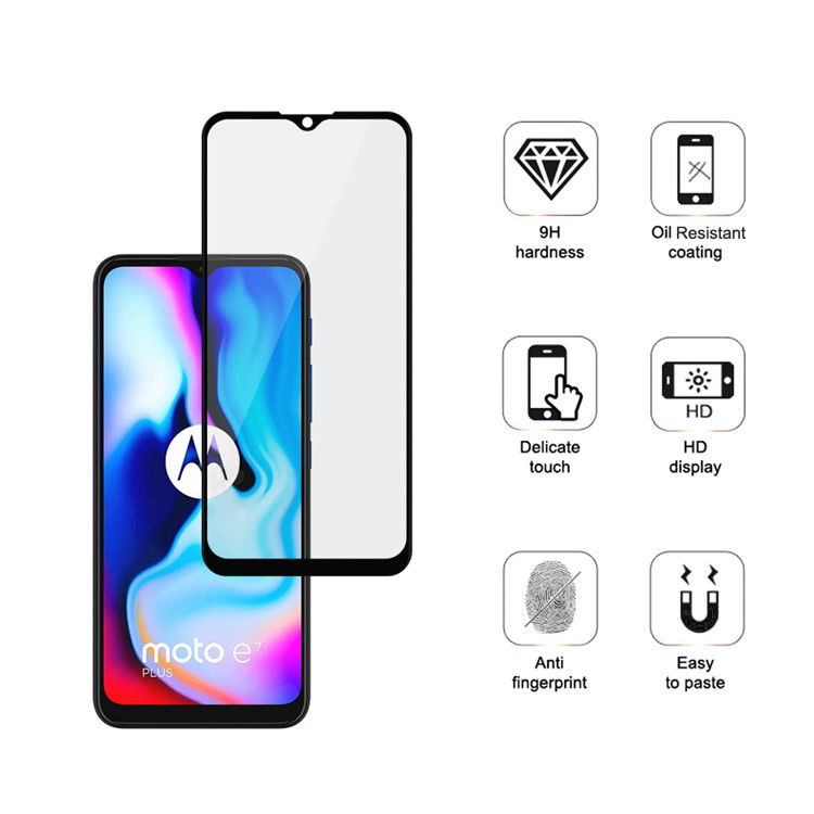Alink 2.5D silk print full glue tempered glass screen protector for Moto E7 Plus