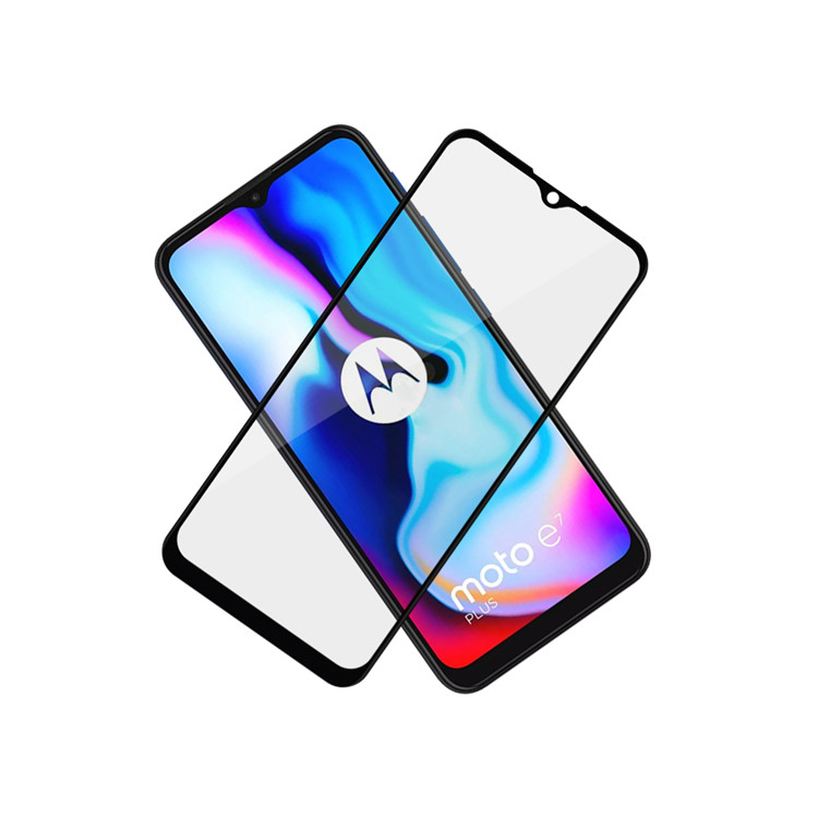 Alink 2.5D silk print full glue tempered glass screen protector for Moto E7 Plus