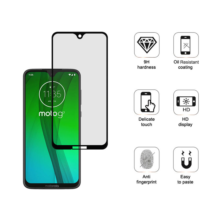 Alink 3D hot bending edge glue tempered glass screen protector for Moto G7