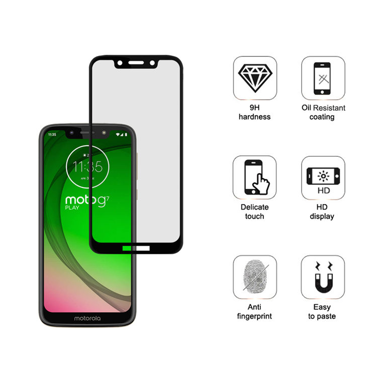 Alink 3D hot bending full glue tempered glass screen protector for Moto G7 Play