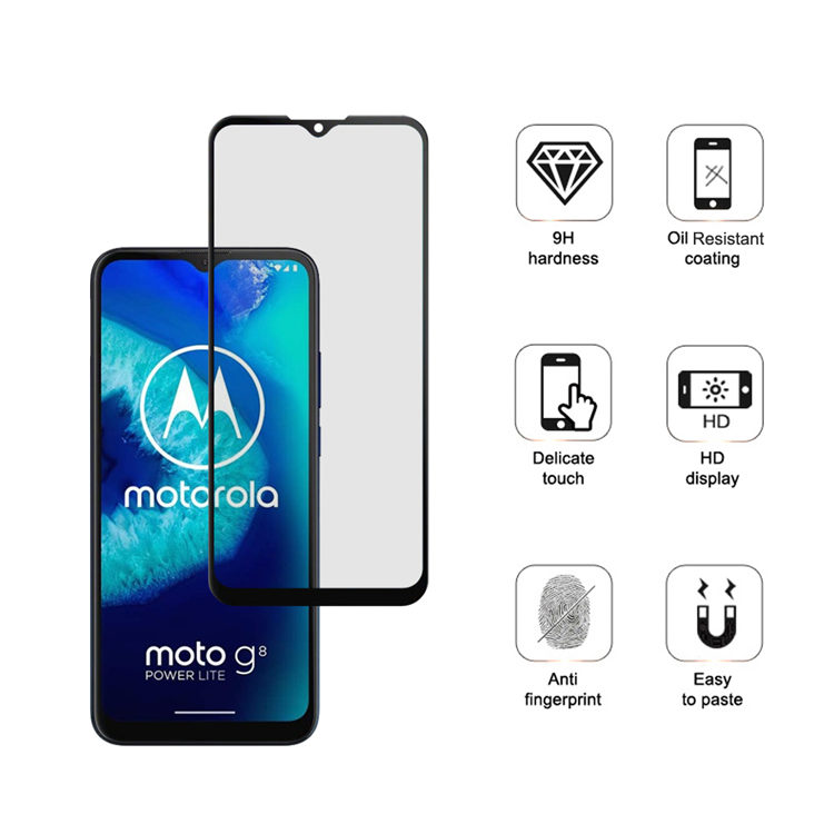 Alink 2.5D silk print full glue tempered glass screen protector for Moto G8 Power Lite