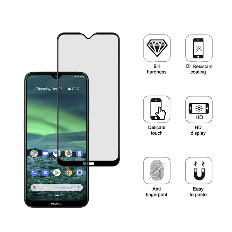 Alink 2.5D silk print full glue tempered glass screen protector for Nokia 2.3