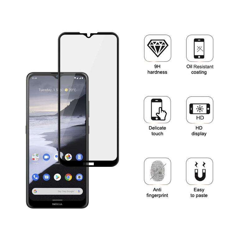 Alink 3D hot bending edge glue tempered glass screen protector for Nokia 2.4