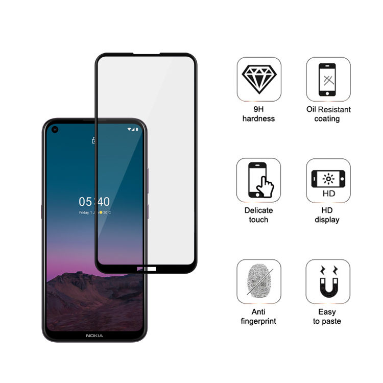 Alink 2.5D silk print full glue tempered glass screen protector for Nokia 5.4