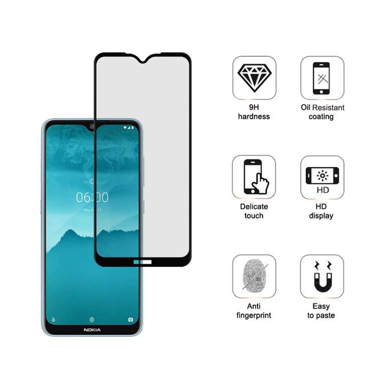 Alink 2.5D silk print full glue tempered glass screen protector for Nokia 6.2