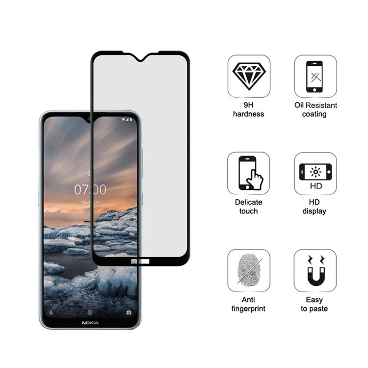 Alink 2.5D silk print full glue tempered glass screen protector for Nokia 7.3