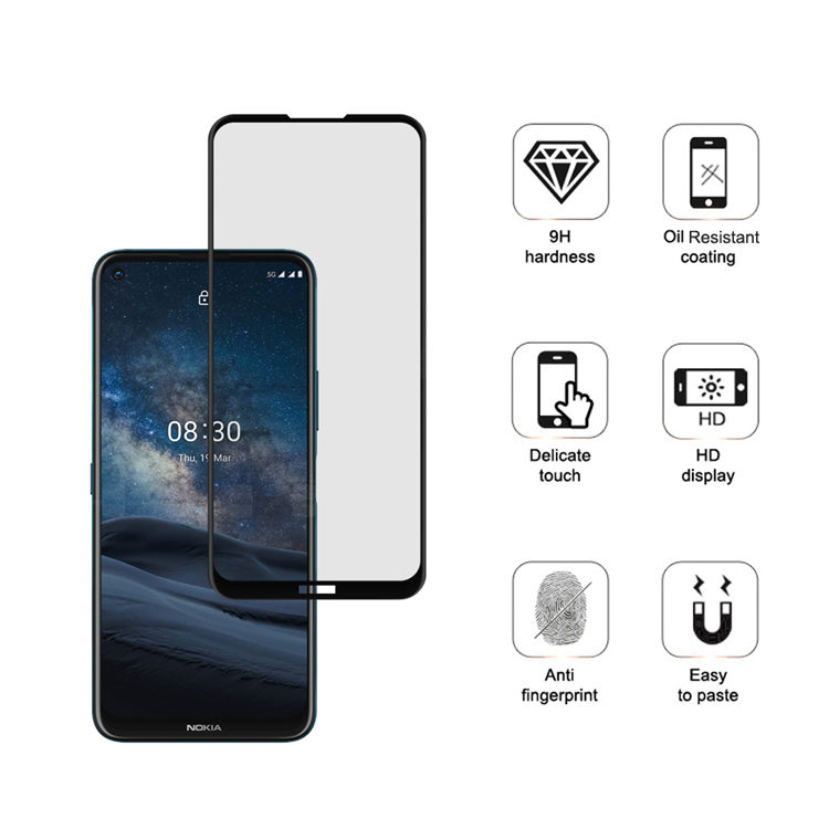 Alink 3D hot bending edge glue tempered glass screen protector for Nokia 8.3