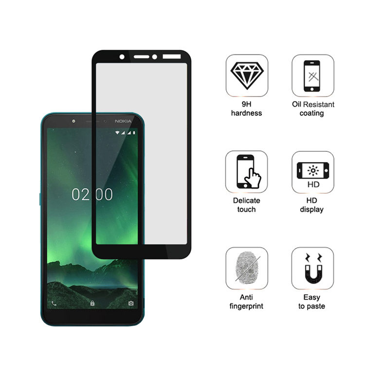 Alink 3D hot bending edge glue tempered glass screen protector for Nokia C2