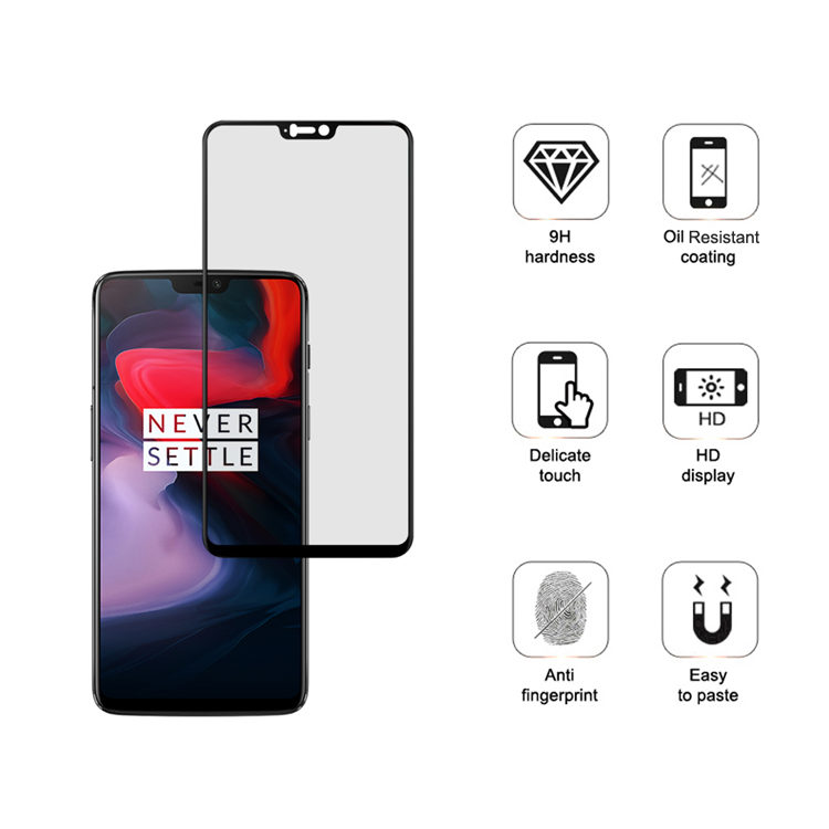 Alink 2.5D silk print full glue tempered glass screen protector for OnePlus 6
