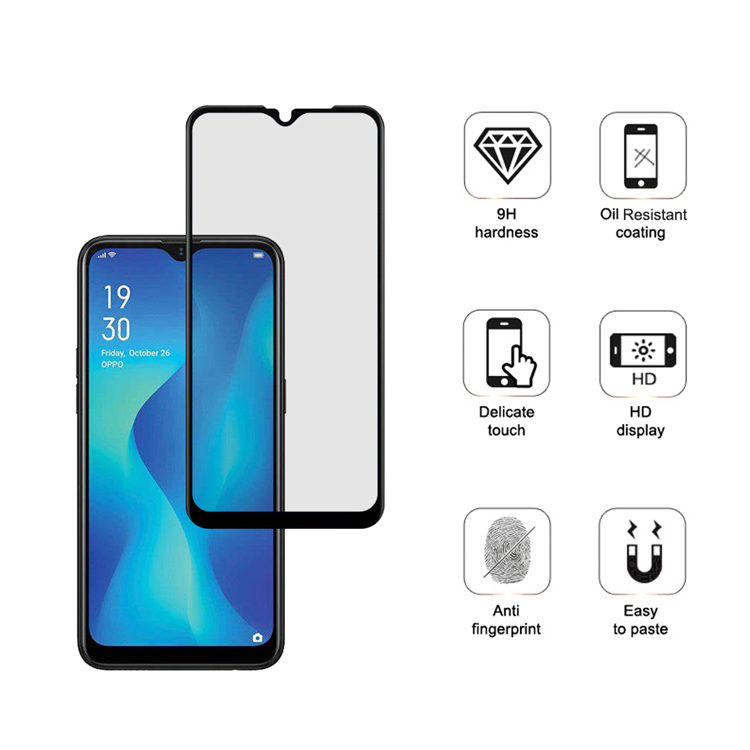 Alink 2.5D silk print full glue tempered glass screen protector for Oppo A1K
