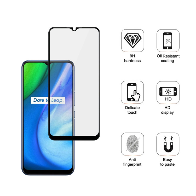 Alink 3D hot bending full glue tempered glass screen protector for Realme Q2i