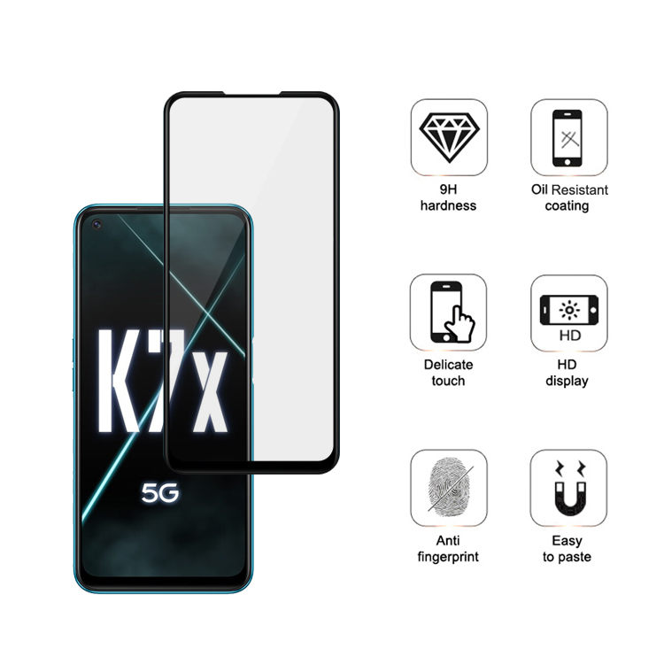 Alink 2.5D silk print full glue tempered glass screen protector for Oppo K7x