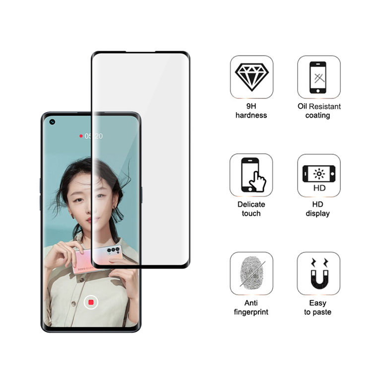 Alink 3D curved precise carving tempered glass screen protector for Oppo Reno5 Pro