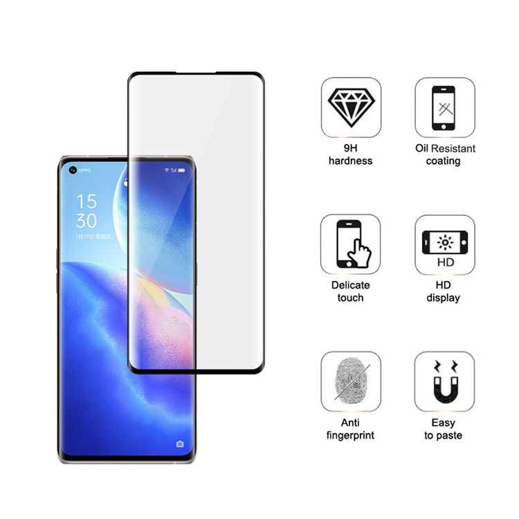 Alink 3D hot bending full glue tempered glass screen protector for Oppo Reno5 Pro+