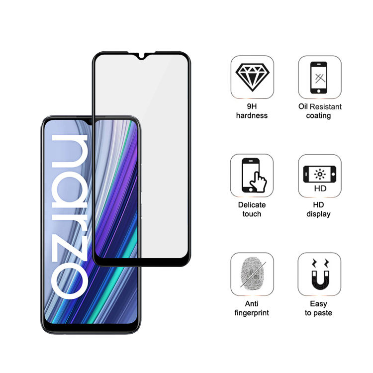 Alink 3D hot bending full glue tempered glass screen protector for Realme Narzo 30A