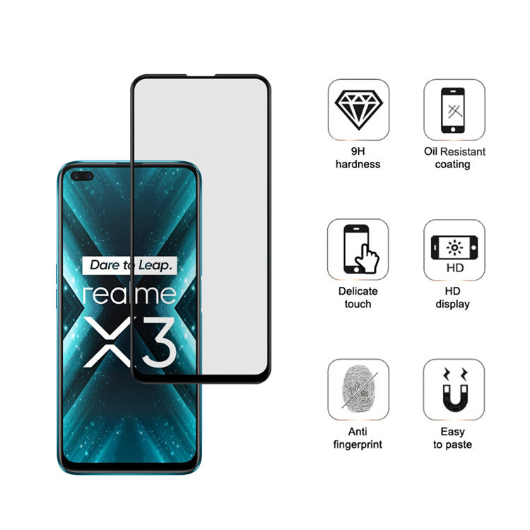 Alink 2.5D silk print full glue tempered glass screen protector for Realme X3