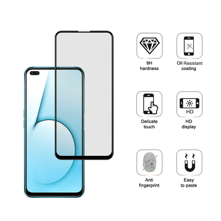 Alink 2.5D silk print full glue tempered glass screen protector for Realme X50