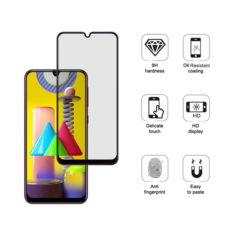 Alink 2.5D silk print full glue tempered glass screen protector for Samsung Galaxy M31