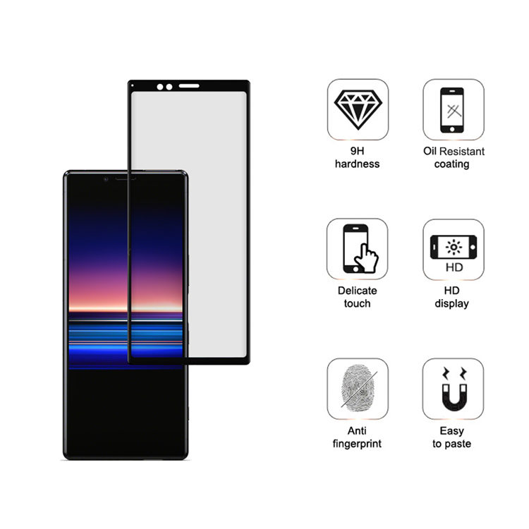 Alink 2.5D silk print full glue tempered glass screen protector for Sony Xperia 1