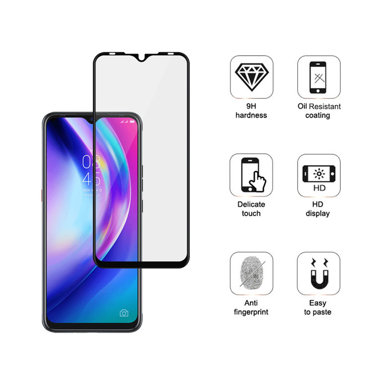 Alink 2.5D silk print full glue tempered glass screen protector for Tecno Pouvoir 4 Pro