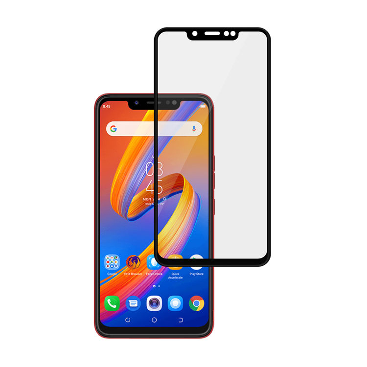 Alink 2.5D silk print full glue tempered glass screen protector for Tecno Spark 3 Pro