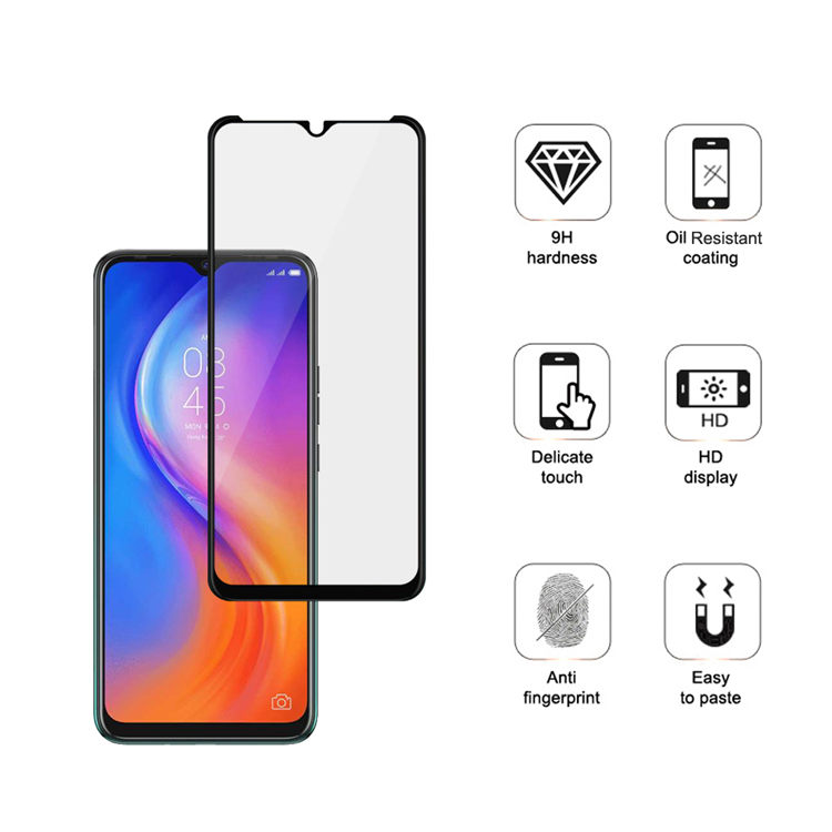Alink 2.5D silk print full glue tempered glass screen protector for Tecno Spark 5 Air