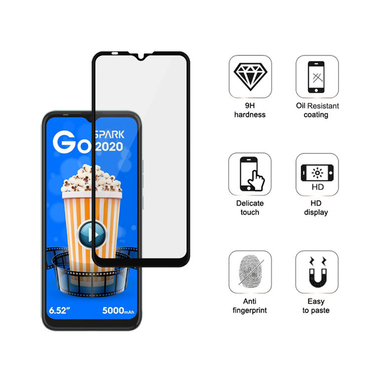 Alink 3D hot bending full glue tempered glass screen protector for Tecno Spark Go 2020