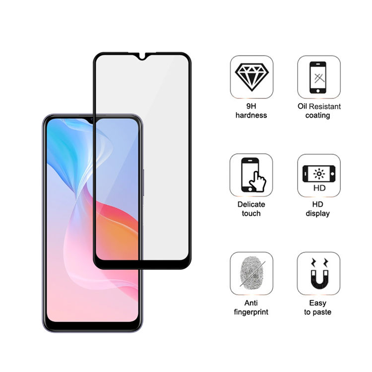 Alink 2.5D silk print full glue tempered glass screen protector for Vivo Y30g