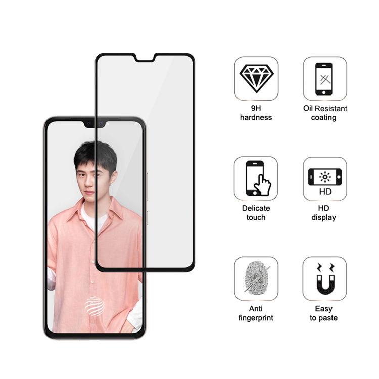 Alink 2.5D silk print full glue tempered glass screen protector for Vivo S7