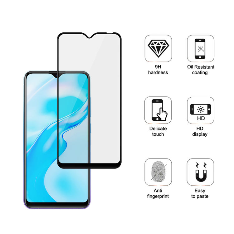 Alink 2.5D silk print full glue tempered glass screen protector for Vivo Y1s