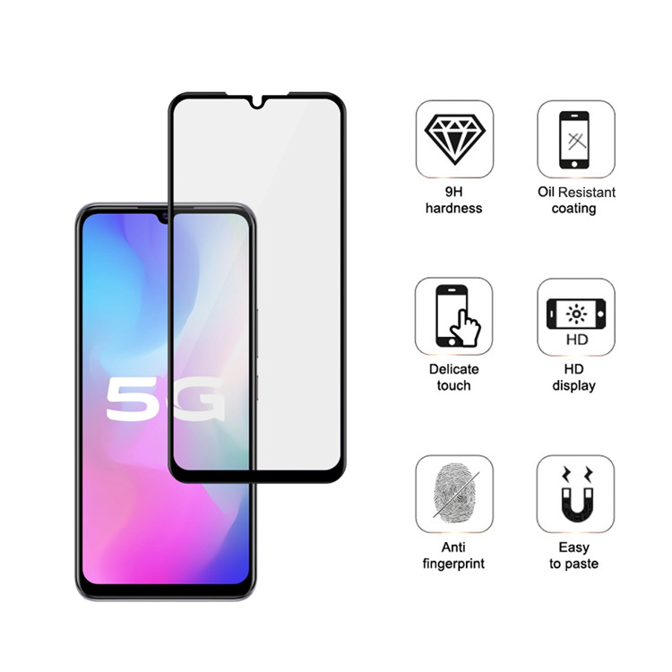 Alink 2.5D silk print full glue tempered glass screen protector for Vivo Y73s