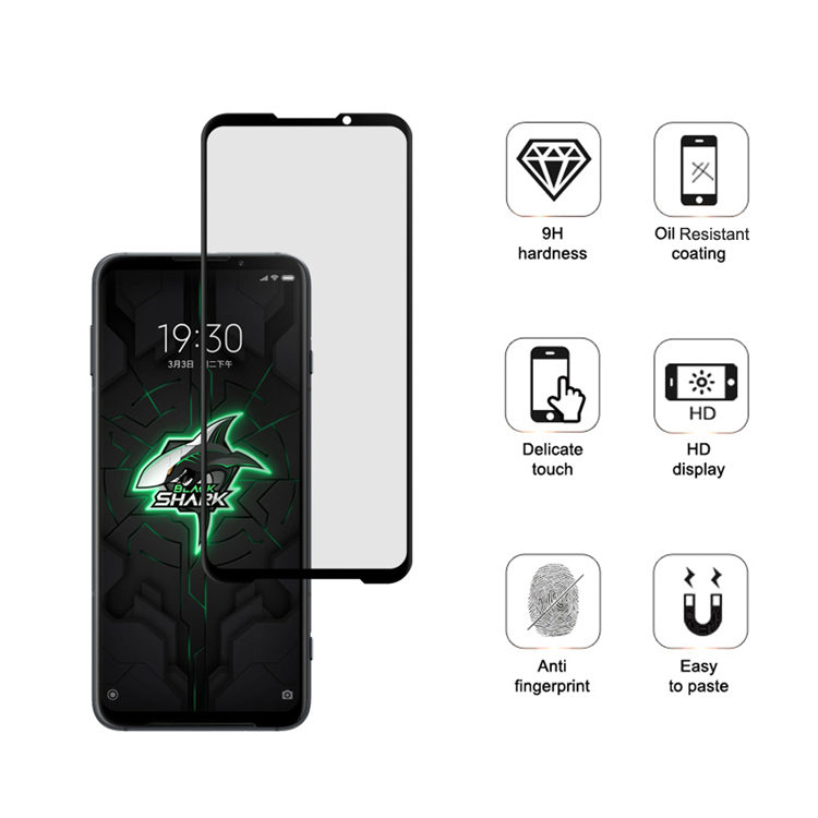 Alink 3D hot bending edge glue tempered glass screen protector for Xiaomi Black Shark 3