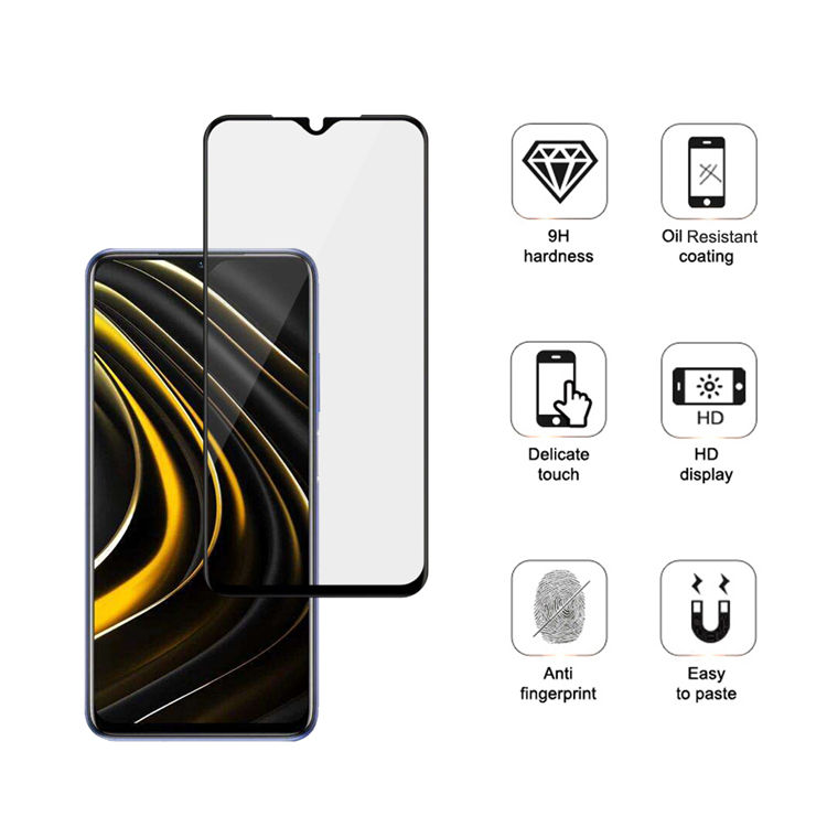 Alink 3D hot bending edge glue tempered glass screen protector for Xiaomi Poco M3