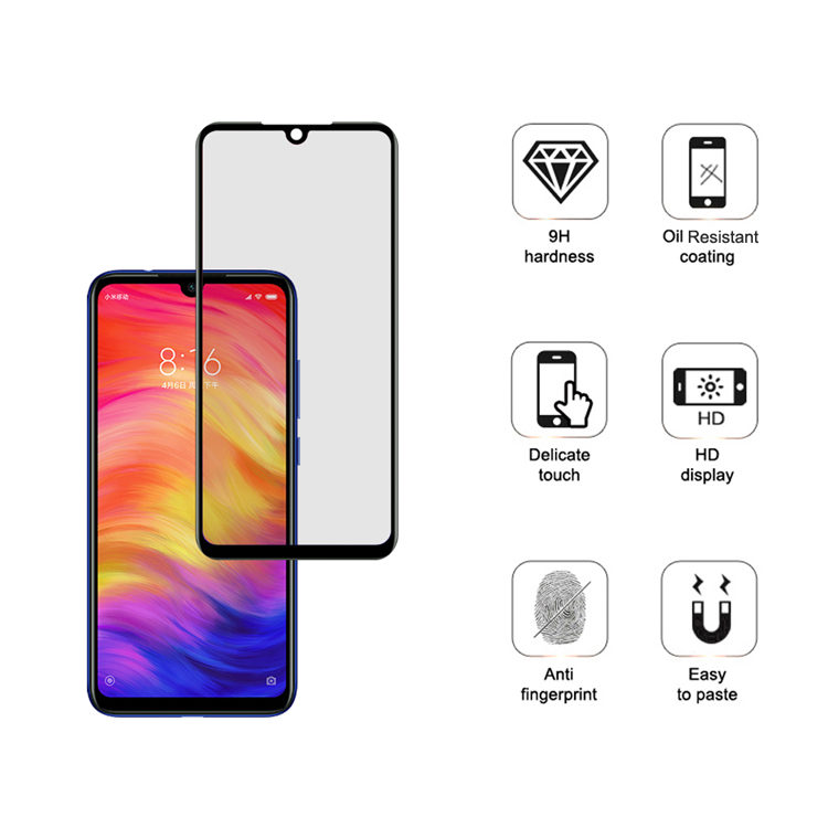 Alink 2.5D silk print full glue tempered glass screen protector for Xiaomi Redmi Note 7