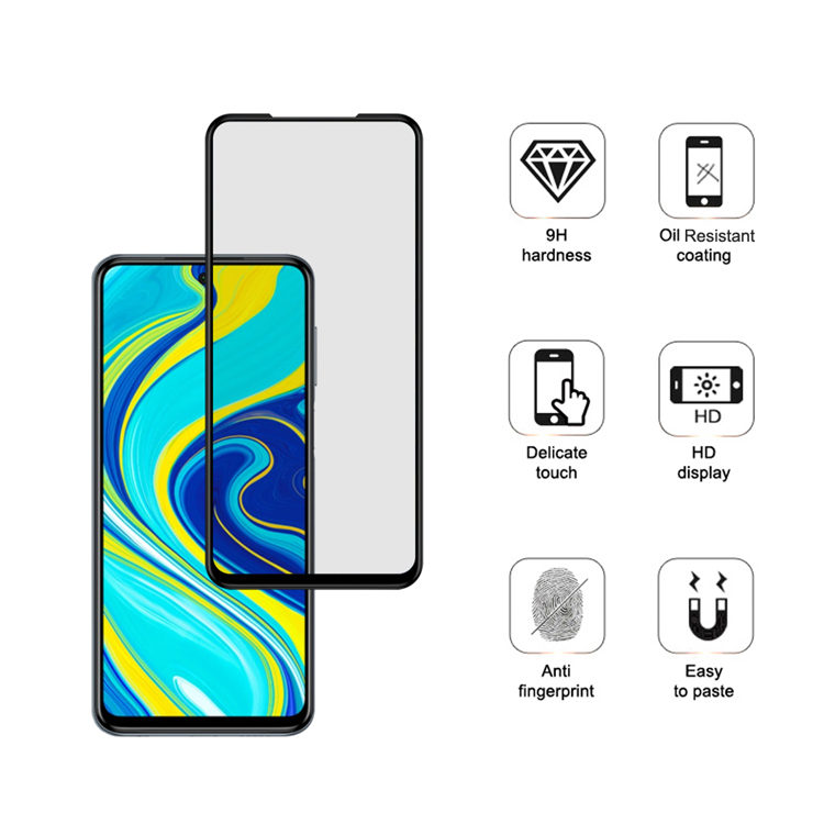 Alink 2.5D silk print full glue tempered glass screen protector for Xiaomi Redmi Note 9S